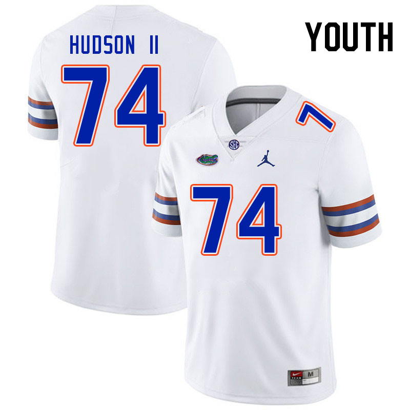 Youth #74 Lyndell Hudson II Florida Gators College Football Jerseys Stitched Sale-White